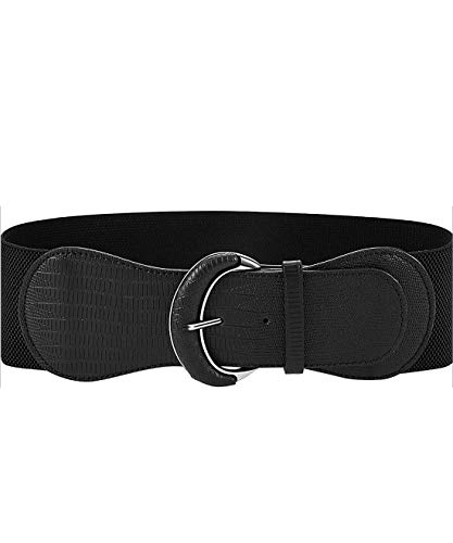3 Stück Damen Breite Gürtel Taillengürtel Leder Elastisch Gürtel Damen Kleider Dekorative Gürtelhaken - Schwarz - Large von Yuni Sophy