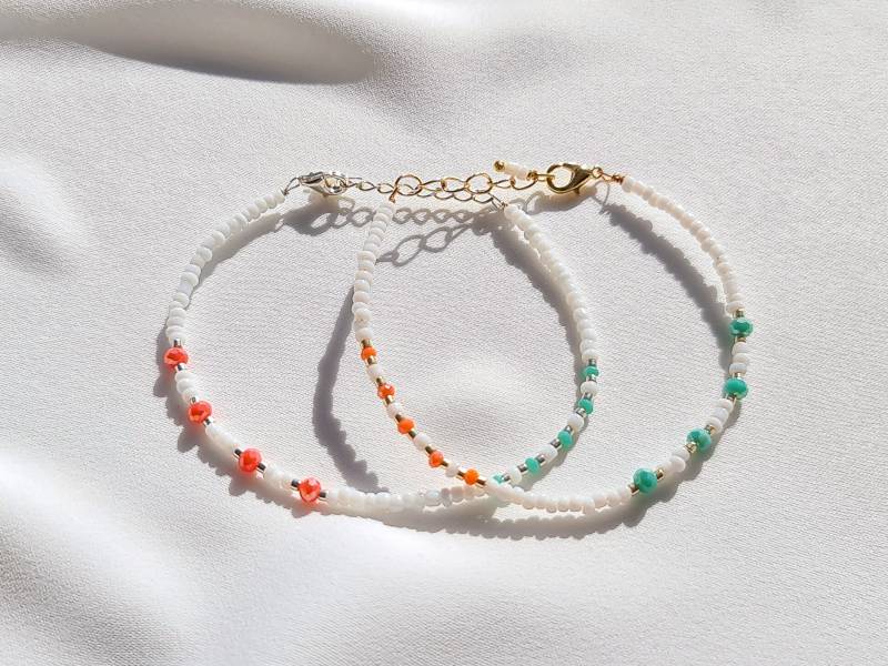 Beach Glascolor Pink/Turquoise Perlenarmband von YuniqaShop