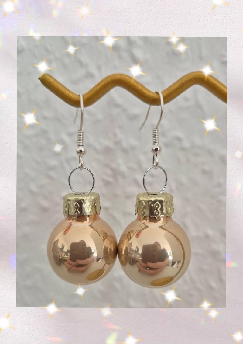 Handgefertigte Ohrringe Mit Christbaumkugel Echtglas Gold Geschenk Für Mama Tochter Kollegin Adventskalender Nikolaus Weihnachtsfeier von YuniqueHandmade