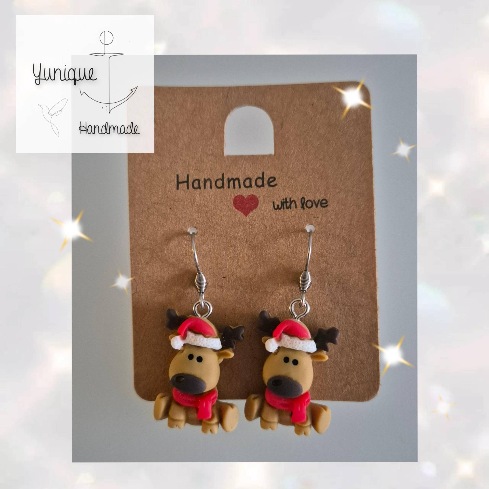 Handgefertigte Ohrringe Mit Rentier - Anhänger Geschenk Zu Nikolaus Weihnachten Gastgeschenk Für Mama Tochter Adventskalender von YuniqueHandmade