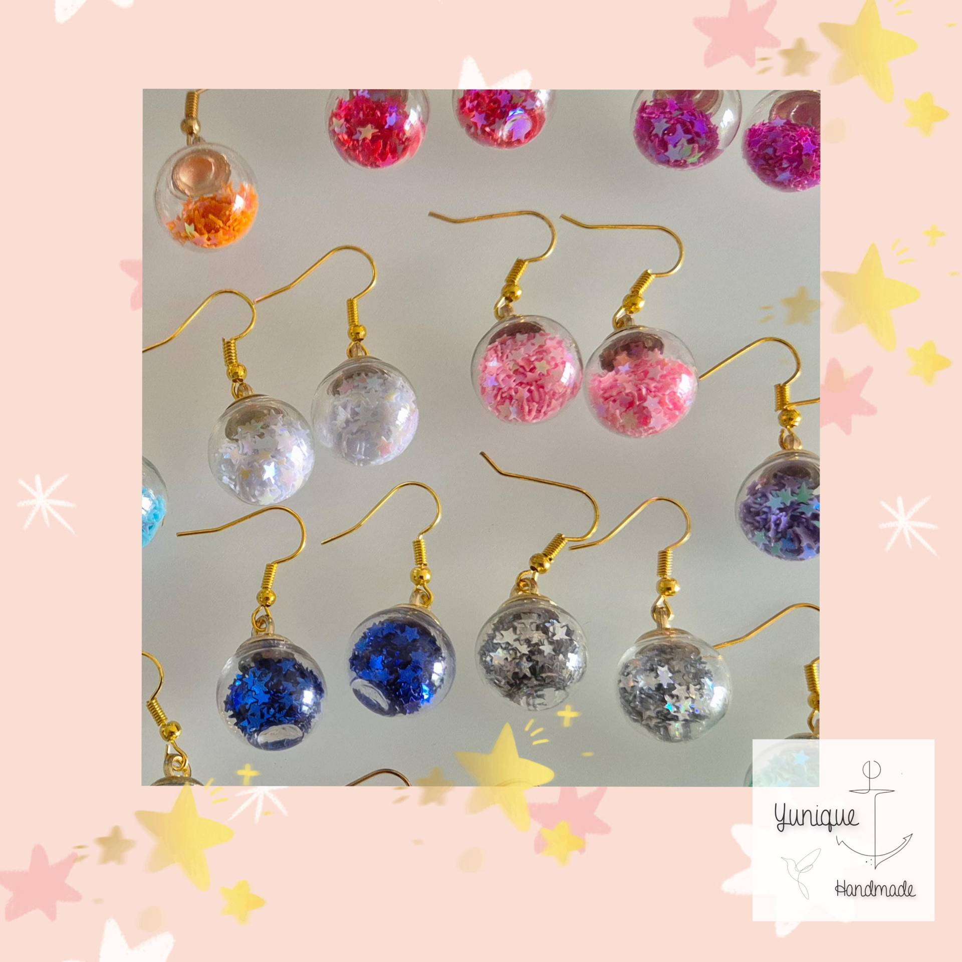Handgefertigte Ohrringe Schneekugel Sternchen Weihnachten Geschenk Mama Tochter Schwester Kollegin Adventskalender Nikolaus Weihnachtsfeier von YuniqueHandmade