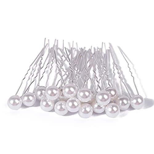 30 Stück Perlen Haarnadeln Hochzeit Braut Blume Pins Strass Haarnadeln Haarschmuck für Braut Brautjungfer Frauen Mädchen Frisur (Silber) von Yunmoxiao