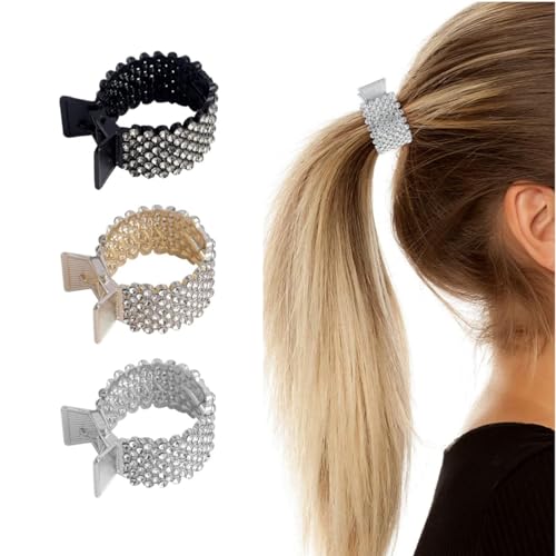 ​4,6 cm kleine Haarklammern für hohen Pferdeschwanz – Strass-Haarspangen für Frauen, dickes langes Haar, rutschfeste, starke Halt-Kiefer-Clips (3 Stück) ​ von Yunmoxiao