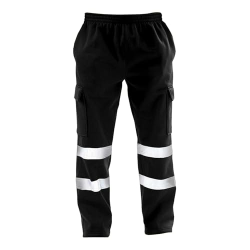 Yunshenla Feuerwehr Hose Herren Warnschutzhose Arbeitshose Stretch Reflektierende Funktionshose Sicherheitshose Schutzhose Jogginghose Elastische Taille Trainingshose mit Hoher Sichtbarkeit(#05,3XL) von Yunshenla