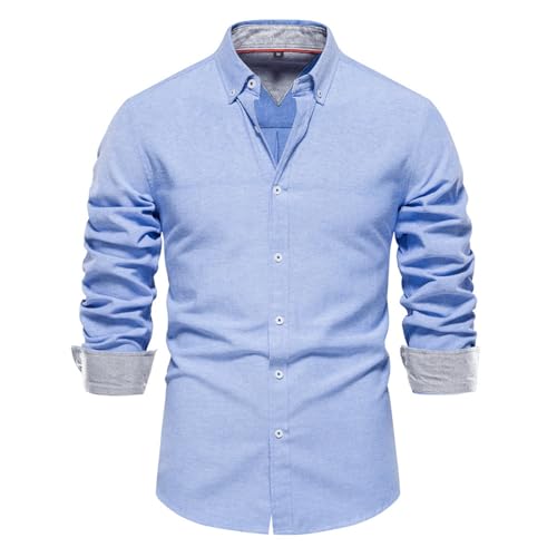 Yunshenla Hemd Herren Langarm Frühlingshemd Herbsthemd Regular Button Down Business Casual Hemd Herren Poloshirt Slim Fit Stehkragen Trachtenhemd Klassisch Einfarbig Freizeithemd Outdoor Tops(#02,M) von Yunshenla