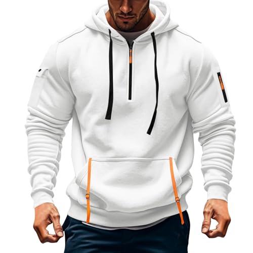 Yunshenla Hoody Herren mit Kapuze Sweatshirts für Herren Langarm Basic Thermo 1/3 Zip Hoodies für Männer Solid Arbeitspullover Hoodie übergrößen Kapuzenpullover Sweatjacke Herrens(#13,5XL) von Yunshenla
