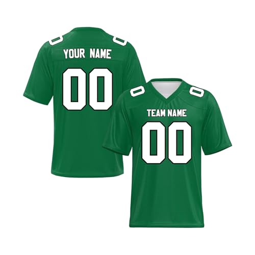Yunshenla Personalisiert American Football Kostüm Oversize Rugby Trikot Herren Damen Kinder Jugend Custom Jersey Personalized Name Und Number Kindertrikots, Personalisierbar Oder Blanko(#04) von Yunshenla