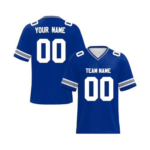 Yunshenla Personalisiert American Football Trikot Herren Damen Kinder Jugend Custom Jersey Personalized Name Und Number Kostüm Schnelltrocknend Rugby Shirt, Personalisierbar Oder Blanko(#17) von Yunshenla