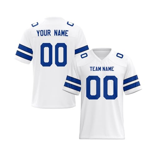 Yunshenla Personalisiert American Football Trikot Herren Damen Kinder Jugend Custom Jersey Personalized Name Und Number Kostüm Schnelltrocknend Rugby Shirt, Personalisierbar Oder Blanko(#18) von Yunshenla