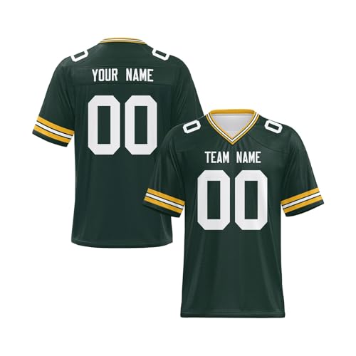 Yunshenla Personalisiert American Football Trikot Herren Damen Kinder Jugend Custom Jersey Personalized Name Und Number Kostüm Schnelltrocknend Rugby Shirt, Personalisierbar Oder Blanko(#22) von Yunshenla