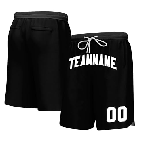 Yunshenla Personalisierte Basketball Shorts Herren Kurze Sporthose Laufshorts mit Taschen,Customized Team Name und Number Training Kurz Hose Running Jogginghose Trainingshose fur Männer Kinder(#006) von Yunshenla