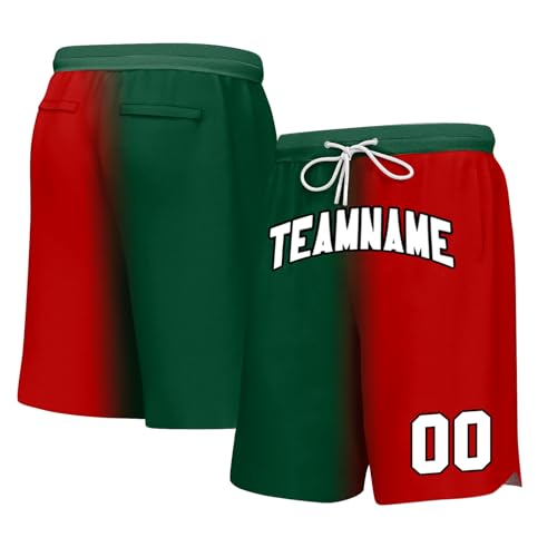 Yunshenla Personalisierte Basketball Shorts Herren Kurze Sporthose Laufshorts mit Taschen,Customized Team Name und Number Training Kurz Hose Running Jogginghose Trainingshose fur Männer Kinder(#035) von Yunshenla