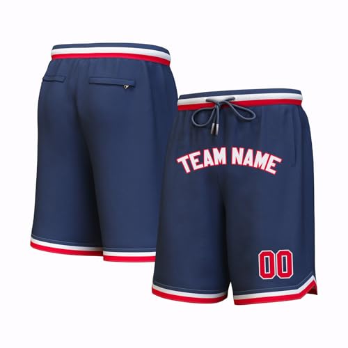 Yunshenla Personalisierte Basketball Sporthose Herren Kurz Laufshorts mit Taschen,Customized Team Name und Number Training Hose Kurze Running Shorts Jogginghose Trainingshose fur Männer Kinder(@003) von Yunshenla
