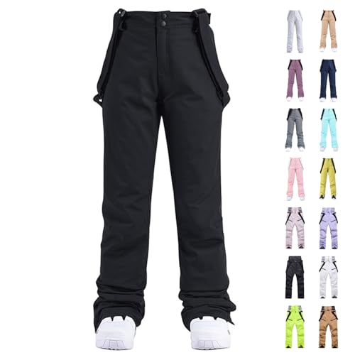 Yunshenla Skihose Damen Herren, Thermo Snowboardhose Winterhose Winddicht Softshell Schneehose Unisex Hiking Schneehose Outdoorhose mit Schultergurt Wasserdicht Atmungsaktiv Baggy Ski Pants(#01,3XL) von Yunshenla
