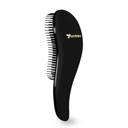 YUNTRAV Detangling Brush gleitet die Detangler Brush durch Verwirrtes Haar. Beste Bürste für Kamm für Frauen, Mädchen, Männer und Jungen. Verwendung im nassen und trockenen Haar (SCHWARZ) von Yuntrav