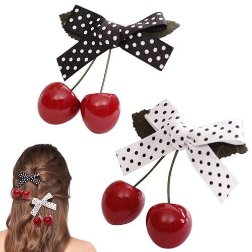 Yunxiao88 2 Stück Obst mit schwarz-weiß gepunkteter Schleife, Zubehör Obst-Neuheit Kralle für Frauen Yunxiao88 2 Stück Obst mit schwarz-weiß gepunkteter Schleife, Zubehör Obst-Neuheit Kralle für Frauen von Yunxiao88
