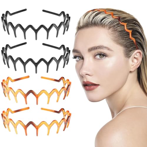 Yunxiao88 4 x Zickzack-Haarband, rutschfest, Kunststoff, Zahnhaarkamm, gewellte Zähne, Haarnadel, Stirnband für Damen, Mädchen, Herren Yunxiao88 4 x Zickzack-Haarband, rutschfest, Kunststoff, Zahnhaarkamm, gewellte Zähne, Haarnadel, Stirnband für Damen, Mädchen, Herren von Yunxiao88