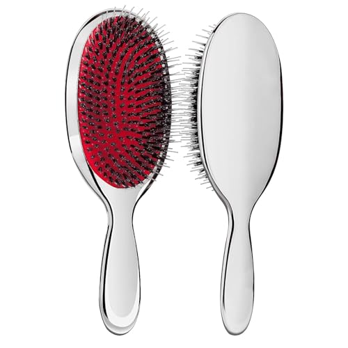 Yunxiao88 Antistatische Haarbürste, Paddel, Massage, Haarverlängerung, professionelle Entwirrung, Naturborsten, Kissen, Nylon-Bürste, Kamm für langes, dickes, gewelltes Haar (Silber) von Yunxiao88