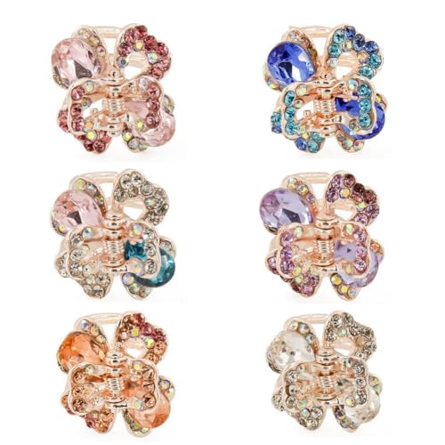 Yunxiao88 Haarspange aus Metall mit Strass und Kristallen, kleine Schmetterlings-Design, Haarspangen für Damen, 6 Stück. von Yunxiao88