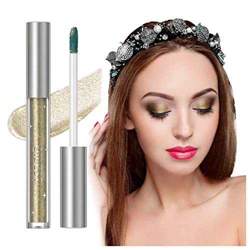 12 Farben Diamant-Glitter Farbiges Lidschatten Set Glitzer Lidschatten Schimmer Smokey wasserdichtes schnell trocknendes Liquid Lidschatten Makeup Set Geschenk für Frauen von Yunyahe