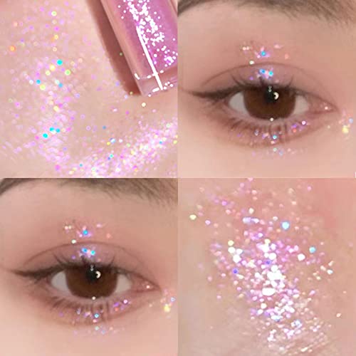 6 Farben Diamant-Glitter Farbiges Lidschatten Metallic Lidschatten zum Aufhellen der Wasserdichtes Liquid Eyeliner mit Funkeln Finish Glattes Lidschatten Makeup Set Geschenk für Frauen von Yunyahe