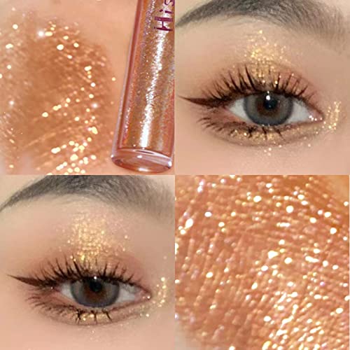 6 Farben Diamant-Glitter Farbiges Lidschatten Metallic Lidschatten zum Aufhellen der Wasserdichtes Liquid Eyeliner mit Funkeln Finish Glattes Lidschatten Makeup Set Geschenk für Frauen von Yunyahe