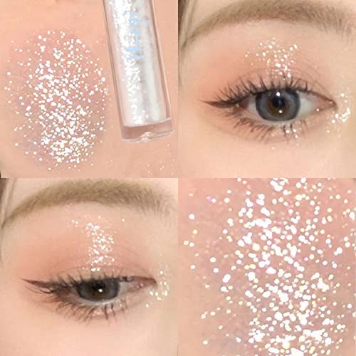 6 Farben Diamant-Glitter Farbiges Lidschatten Metallic Lidschatten zum Aufhellen der Wasserdichtes Liquid Eyeliner mit Funkeln Finish Glattes Lidschatten Makeup Set Geschenk für Frauen von Yunyahe