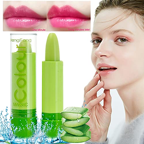 Lippenpflege Lip Balm Lip Temperature Moisturizer Gloss Long Aloe Balm Change (Grün) Nutritious Lips Lasting Color Lip Lippenstift Lippenpflegestift Bio (green, One Size) von Yunyahe