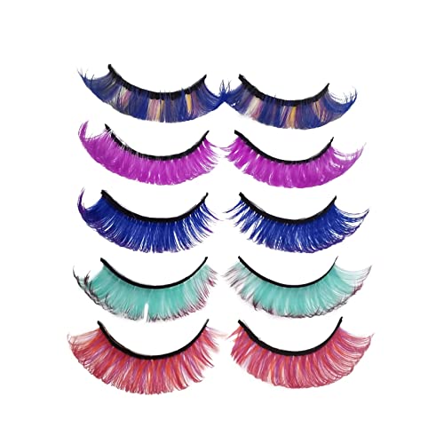 Manga Lashes Wimpern Extensions 5 Paar falsche Wimpern Farbe Imitation Wimpern Natürliche drei falsche Wimpern Eine Vielzahl von Bühnen-Make-up 3D Imitation falsche Wimpern Eyeliner (E, One Size) von Yunyahe