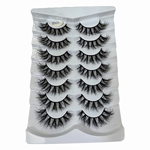 Manga Lashes Wimpern Extensions 7 Paar weiche Wimpern, mehrschichtig, verlängert, dick, verdickt, flauschig, falsche Wimpern, Wimpern, falsche Wimpern, dramatisch, 20 mm, Eyeliner (H, One Size) von Yunyahe