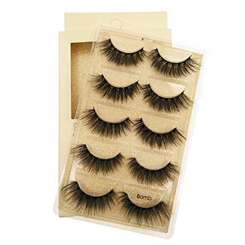 Manga Lashes Wimpern Extensions Falsche Wimpern Slim 14 mm Natürliche 3D-Nerzwimpern Weiche wiederverwendbare falsche Wimpern mit Tragetasche Eyeliner Pinsel Einweg (A, One Size) von Yunyahe