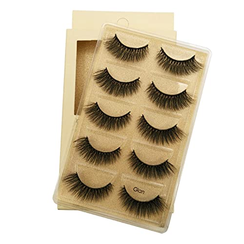 Manga Lashes Wimpern Extensions Falsche Wimpern Slim 14 mm Natürliche 3D-Nerzwimpern Weiche wiederverwendbare falsche Wimpern mit Tragetasche Eyeliner Pinsel Einweg (C, One Size) von Yunyahe