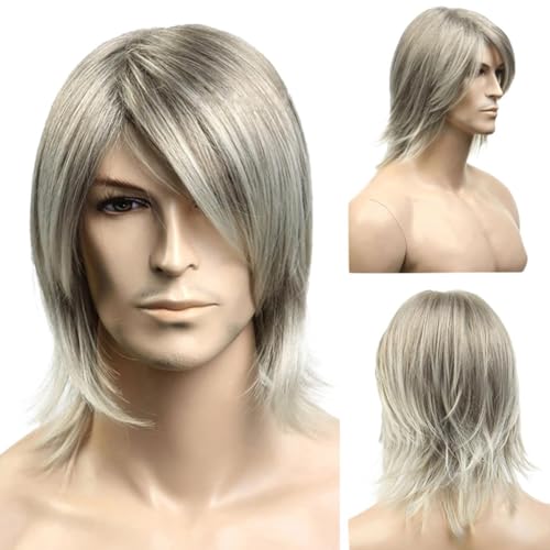 Perücke, Lace Front Wig, Europa und die Vereinigten Staaten Perücke Anime Mode Männer Perücke blonde männliche Haare flauschige Absatz chemische Faser Haar Kopfbedeckung 28cm von Yunyahe