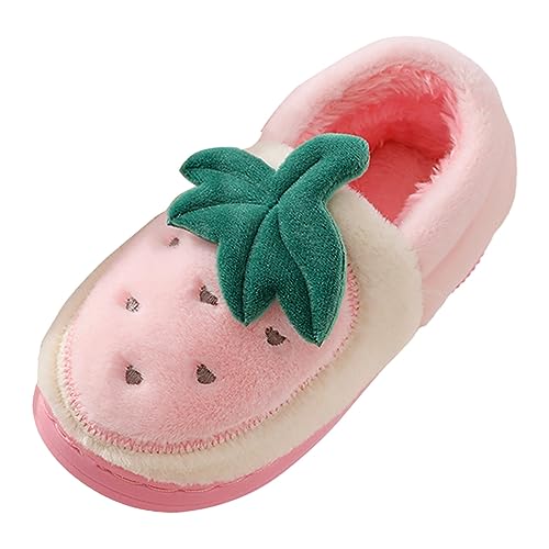 Plüsch Hausschuhe Kinder Warme Winter Pantoffel Frauen Schuhe Hause Baumwolle Schuhe Mittleren Lauf Boden Baumwolle Stiefel Können Warme Baumwolle Schuhe Kinder Hausschuhe 22 (Pink, 27.5 Little Child) von Yunyahe