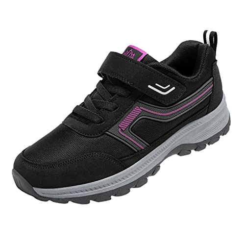 Sneaker Damen Laufschuhe Sportschuhe Einfacher und modischer fliegender gewebter runder für Damen, einfarbig, leicht, atmungsaktiv, mit weichem Boden, Sneakers Trekkingschuhe Damen (Black, 38) von Yunyahe