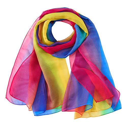 Tuch Schal Damen Schal Herren Regenbogen weicher langer Schal Frauen Chiffon Schals Stola Farbe Schal Mode Wickelschal Schals & Tücher für Damen (Multicolor, One Size) von Yunyahe