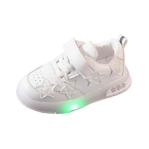 Turnschuhe Jungen Sportschuhe Hallenschuhe Kinder LED-Leuchtschuhe für Mädchen, Kleinkinder, Wanderschuhe, Atmungsaktive Rutschfest Wanderschuhe Laufschuhe mit Klettverschluss (White, 22 Toddler) von Yunyahe