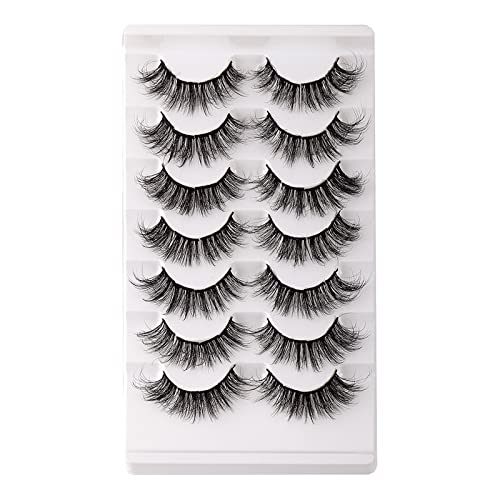 Wimpern Selbstklebende Wimpern Cluster Lashes 7 Paar flauschige Kunst-Nerzwimpern, mehrschichtig und gekreuzt für dramatisches Volumen Eyeliner Pinsel Einweg (B, One Size) von Yunyahe