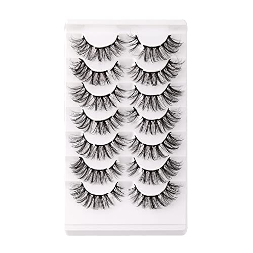 Wimpern Selbstklebende Wimpern Cluster Lashes 7 Paar flauschige Kunst-Nerzwimpern, mehrschichtig und gekreuzt für dramatisches Volumen Eyeliner Pinsel Einweg (D, One Size) von Yunyahe