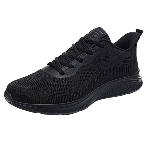Yunyahe Sportschuhe Herren Turnschuhe Herren Herrenschuhe Mesh Atmungsaktiv Schnüren Einfarbig Lässige Mode Einfache Schuhe Laufschuhe Trainers Schuhe Herren Sneaker (Black, 45) von Yunyahe