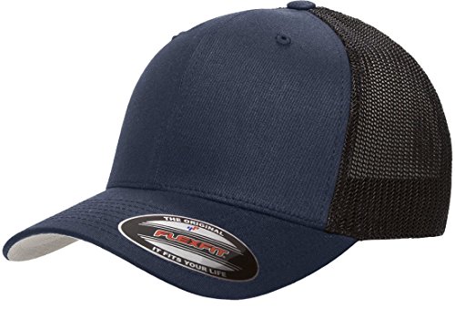 Flexfit Unisex-Erwachsene Trucker Mesh Fitted Cap Baseballkappe, Marineblau, Einheitsgröße von Flexfit