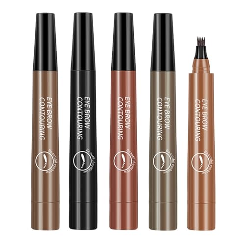 Yuqilin 5 Stück Microblading Augenbrauenstift Wasserfest Eyebrow Pencil Flüssiger Langanhaltenden Eyebrow Pen mit Vier Gabelspitzen Schnell Trocknend für Frauen Mädchen (Mehrfarbig) von Yuqilin