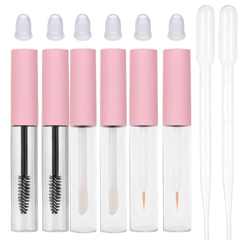 Yuqilin 8 Stück Nachfüllbare Transparente Wimpernbürste Wimpernbürstchen mit Behälter Lipgloss-Flasche Leere Mascara Flasche 10 ML Auslaufsicheres Design Leer Mascara Behälter für Reisen von Yuqilin