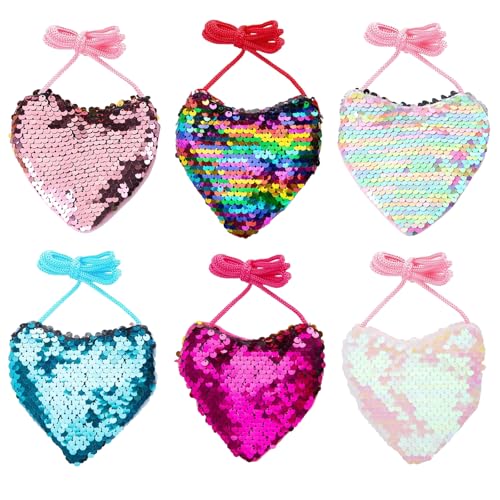 Yuqilin 6 Stück Geldbörse Kinder,Portemonnaie Mädchen Mini Geldbörse Pailletten Handtasche Mädchen Mitgebsel Mitgebsel Kindergeburtstag Kinder Umhängegeldbeutel von Yuqilin