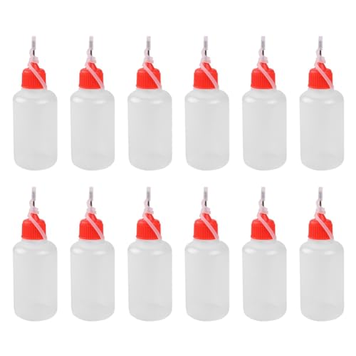 Yurhuit 12 StüCk Nadelspitzen-Kleberflaschen, 30 Ml, Kunststoff-Tropfflaschen für Kleine Klebeprojekte, Papier-Quilling-DIY-Bastelarbeiten von Yurhuit