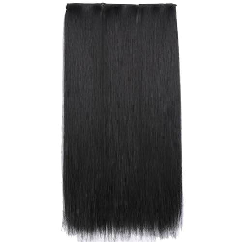 Yurhuit 3-Teiliges PerüCkenset mit Glattem Haar, 55 Cm, Langes Haar, PerüCke für Frauen, Cosplay, Naturhaar, HitzebestäNdig, Naturschwarz von Yurhuit
