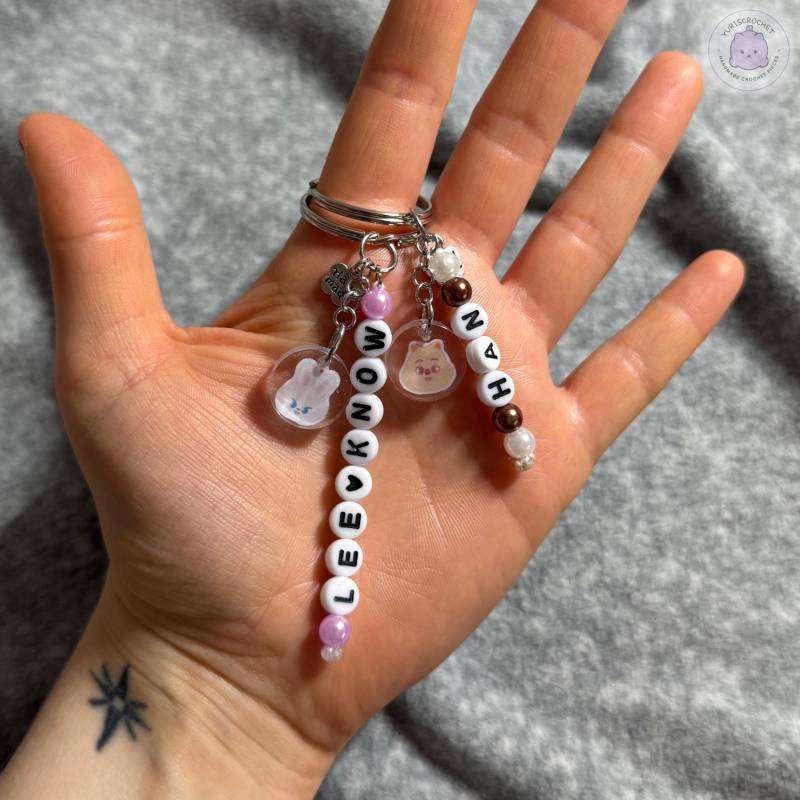 Handgemachter K-Pop Schlüsselanhänger Mit Name Eines Stray Kids Mitglieds Und Bild Von Skzoo von YurisCrochet