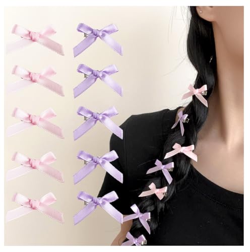50 Stück Mini Haarspangen mit Schleife Satinschleifen Haarclips Niedliche Haarschmuck Klein Haarschleife Krokodilklemmen Einfarbig Rutschfeste Haarnadeln Hair Clip für Frauen Mädchen Rosa von Yurosiay