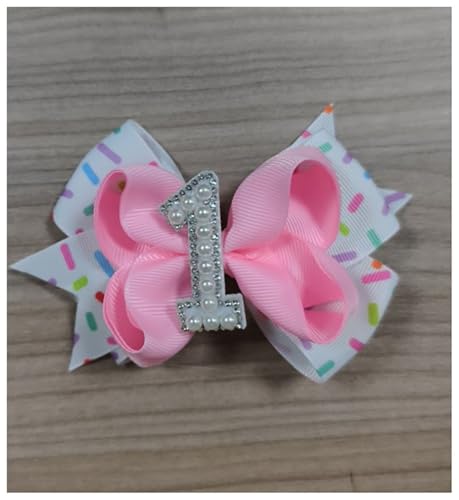 Kinder Geburtstag Haarspange mit Geburtstagszahlen Rosa Haarklemme Schöne Mädchen Schleifen Haarklemme Fliege Haarnadel Geburtstag Haar Dekoration Zubehör von Yurosiay