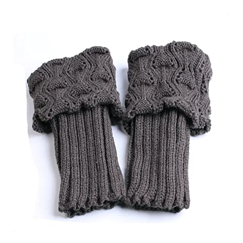 Yurosiay 1 Paar Damen Stulpen Beinwärmer Winter Beinstulpen Strick Kurz Stretch Stulpen Damen Legwarmer Gestrickte Beinwärmer Mädchen Stiefel Abdeckung für Winterwärmer Eine Grösse Dunkelgrau von Yurosiay